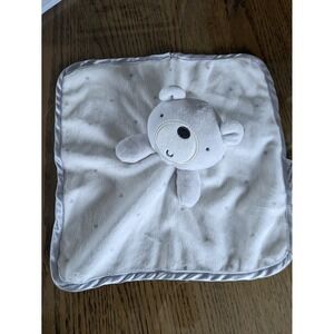 Wonder Nation Baby Security Blanket Bear Satin White Grey Triangle Unisex